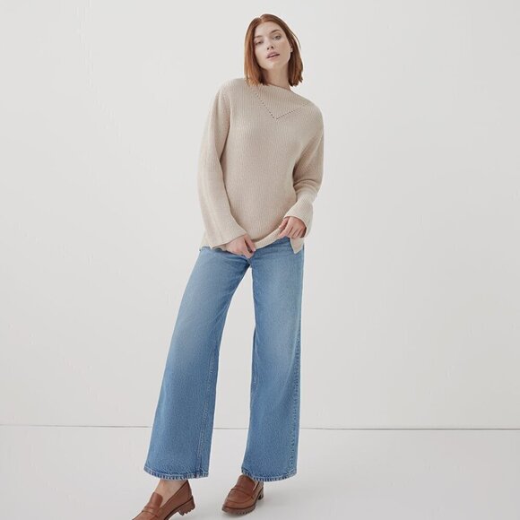 NEW Pact GOTS Organic & Fair Trade Fisherman Knit Tunic Sweater - Size Medium - Picture 2 of 5